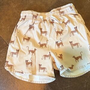 Rylee + Cru Tan Cheetah Print Kids Swim Trunks